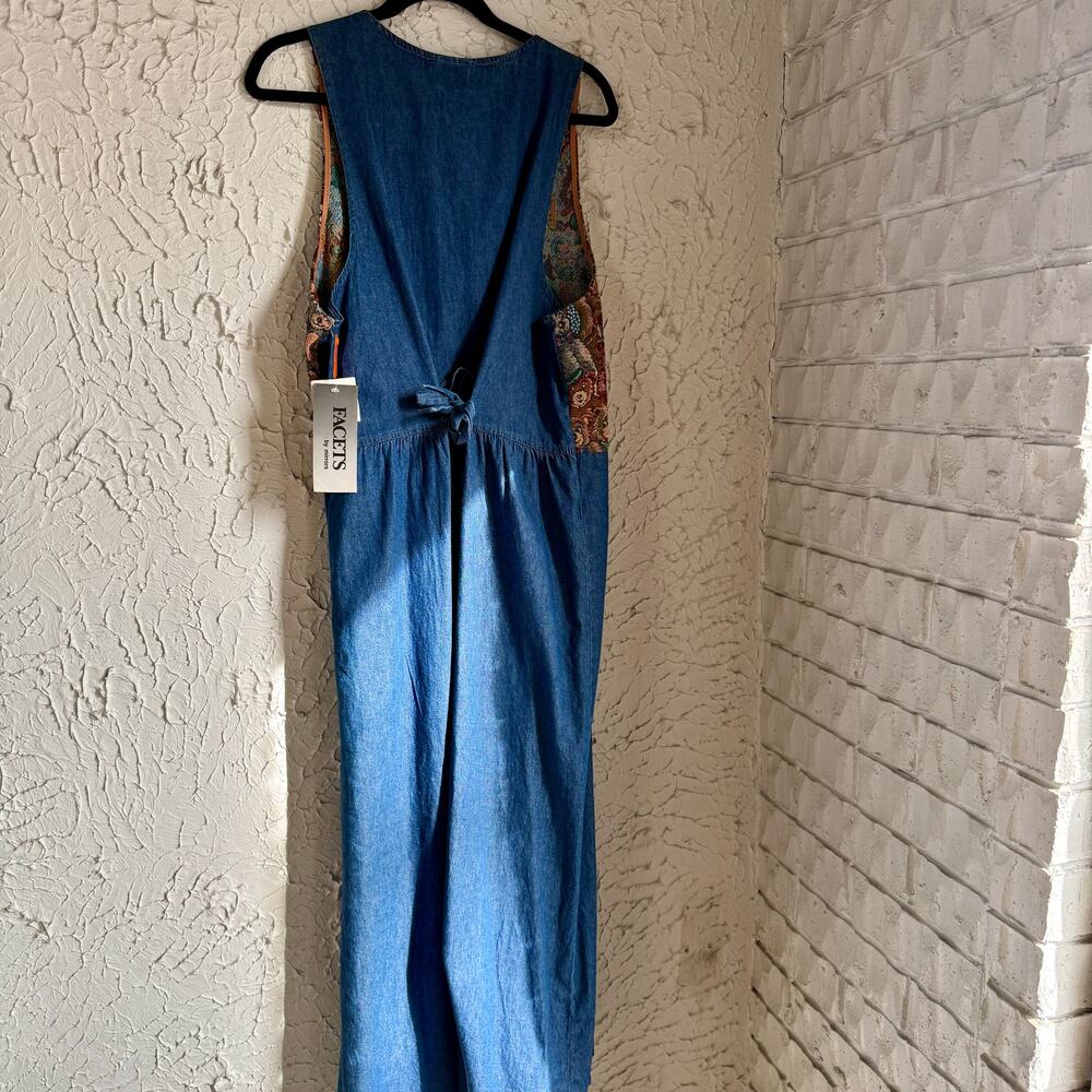 Vintage 90s Teddy Bear Tapestry Denim Dress | Cottagecore Prairie Dress - Picture 8 of 10